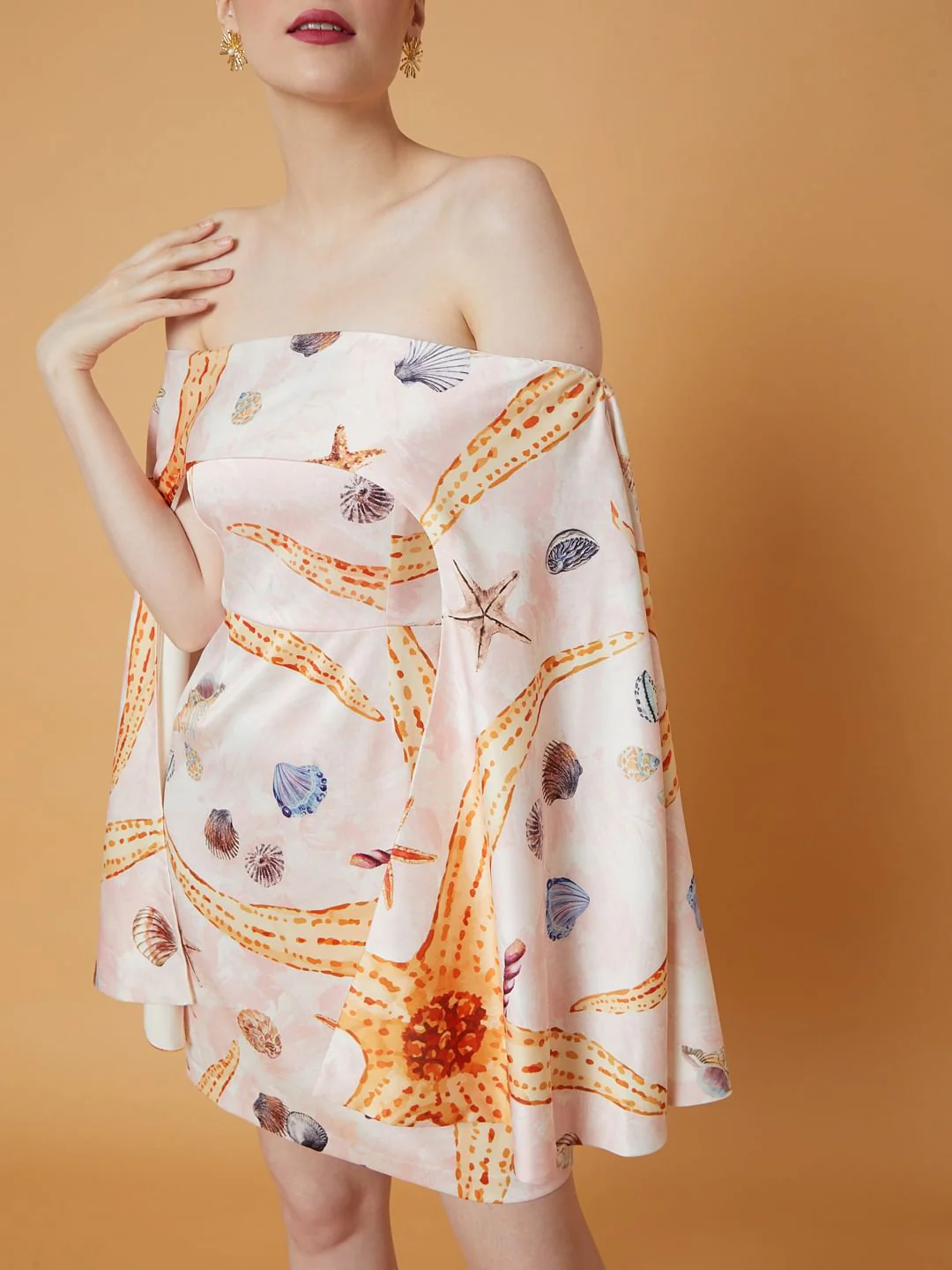 Marquee White Off Shoulder Printed Dress - Image 5