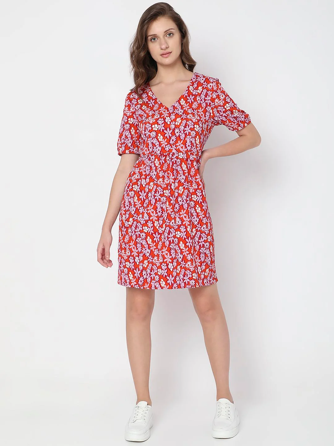 Orange Floral Mini Dress - Image 5
