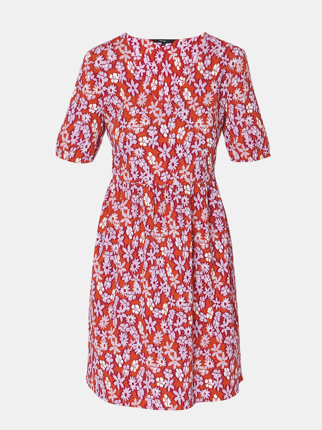 Orange Floral Mini Dress - Image 7