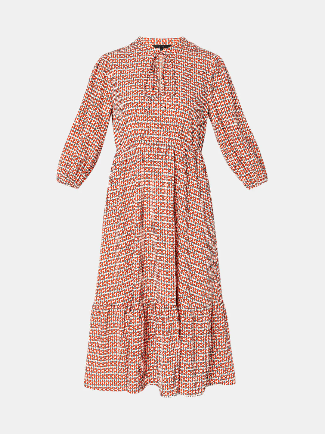 Beige Printed Midi Dress - Image 6