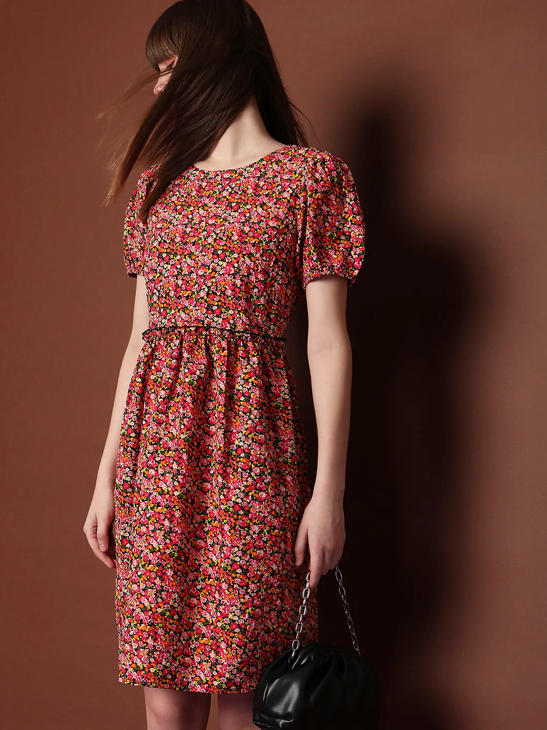 Black Floral Print Dress