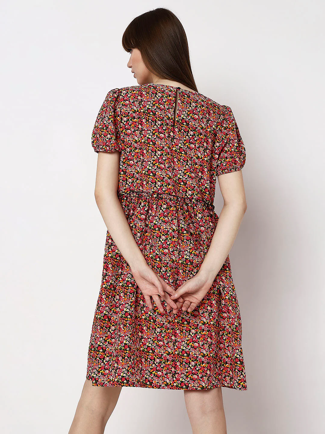 Black Floral Print Dress - Image 4