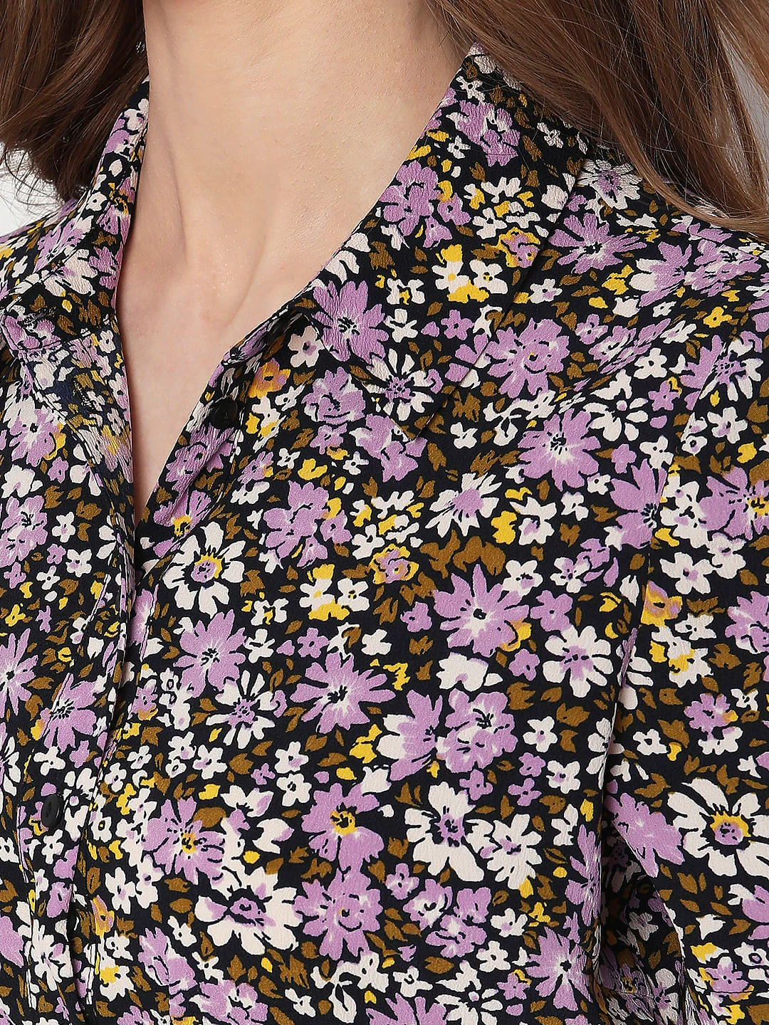 Purple Floral Print Shirt Dress - Image 7