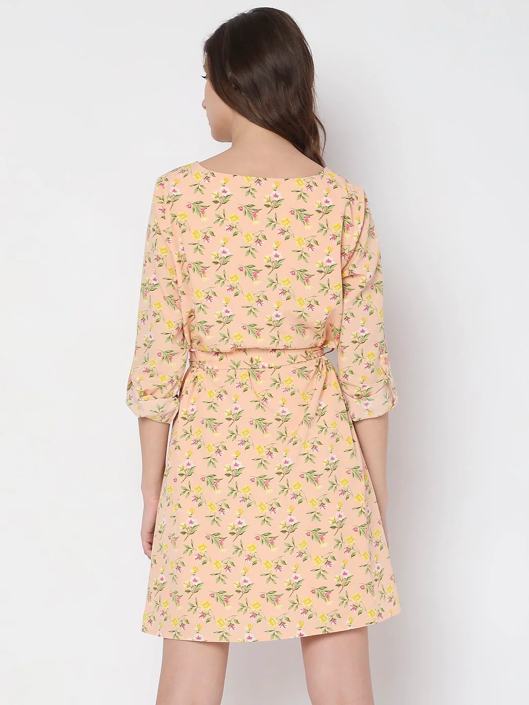 Peach Floral Mini Dress - Image 4
