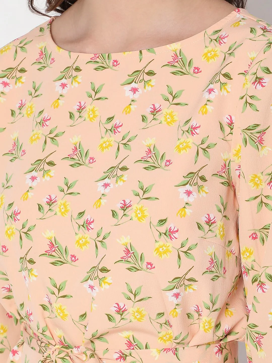 Peach Floral Mini Dress - Image 8