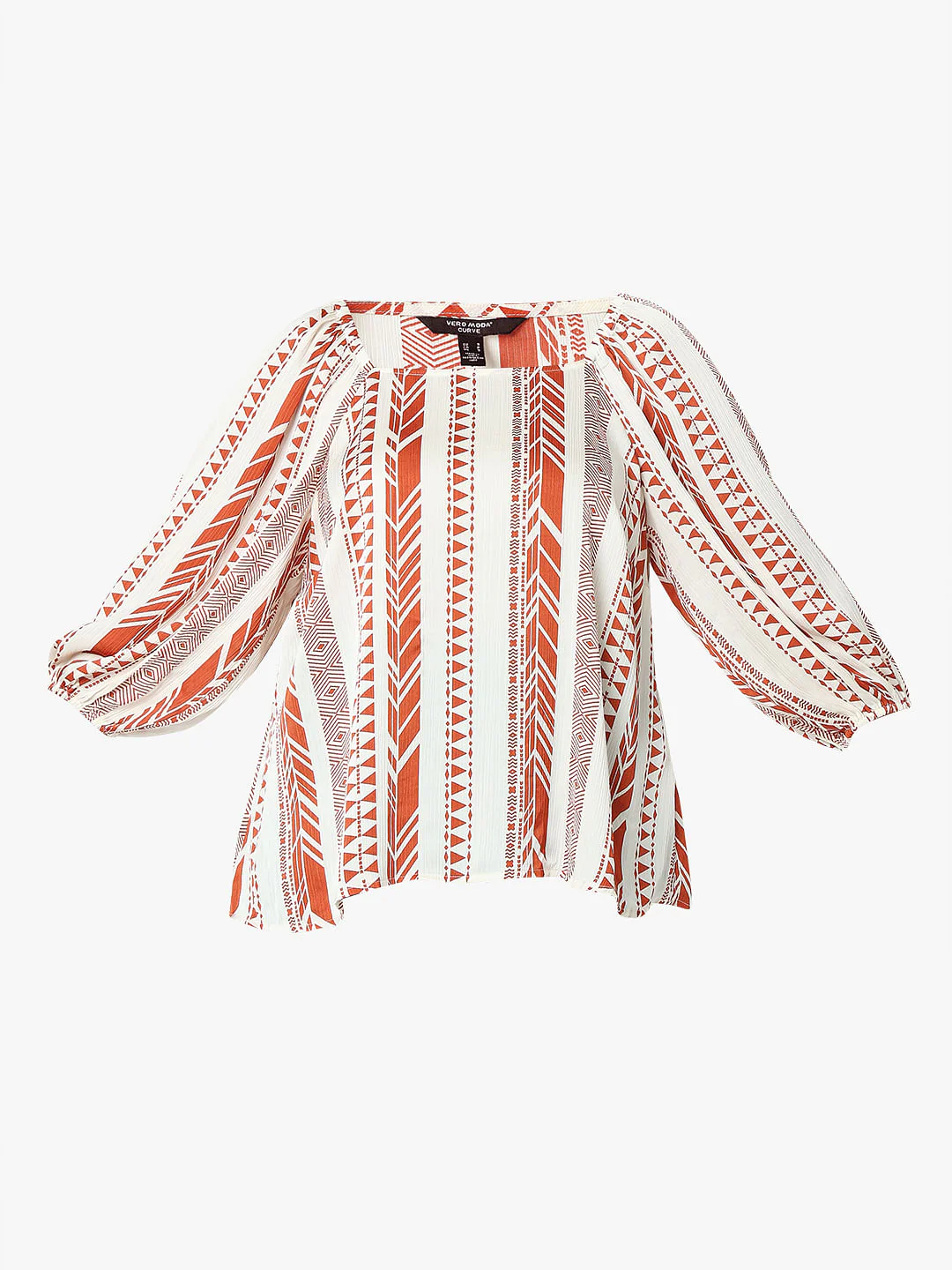 Curve Red Geometric Print Top - Image 7