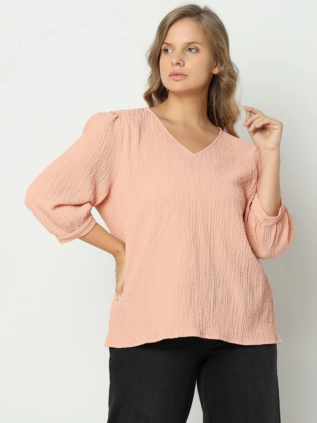 Curve Peach Textured Top - Image 2