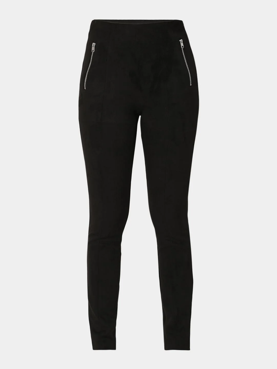 Black High Rise Suede Skinny Leggings - Image 7