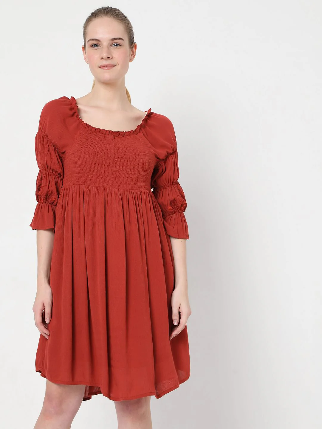 Brick Red Shift Dress - Image 2