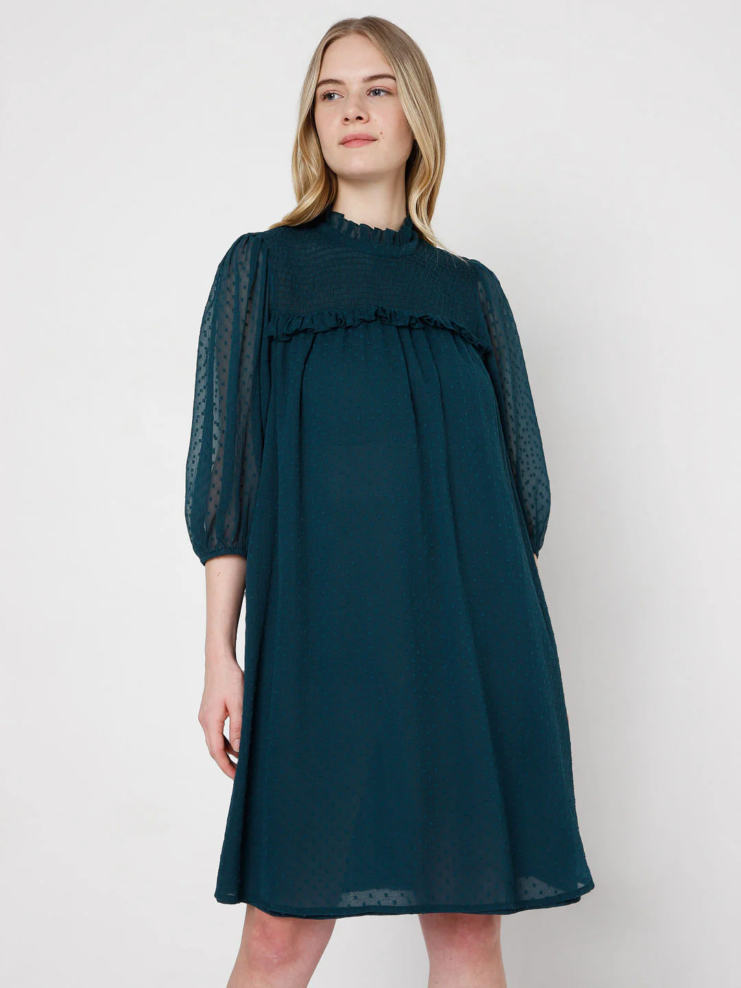 Green Dobby Shift Dress - Image 2