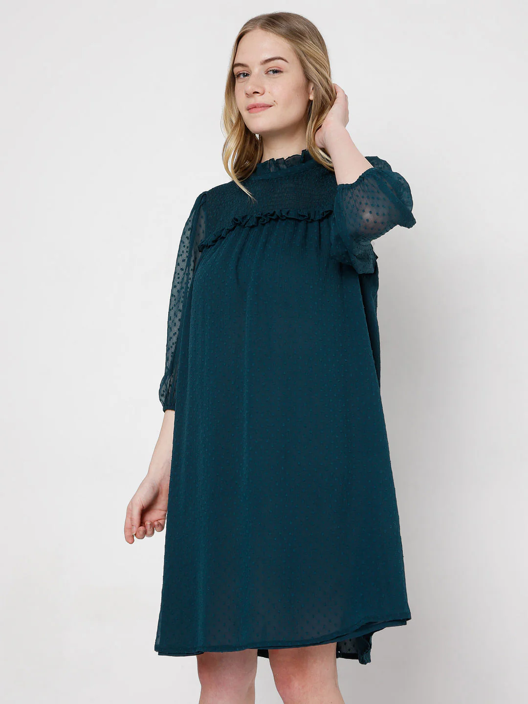 Green Dobby Shift Dress - Image 3