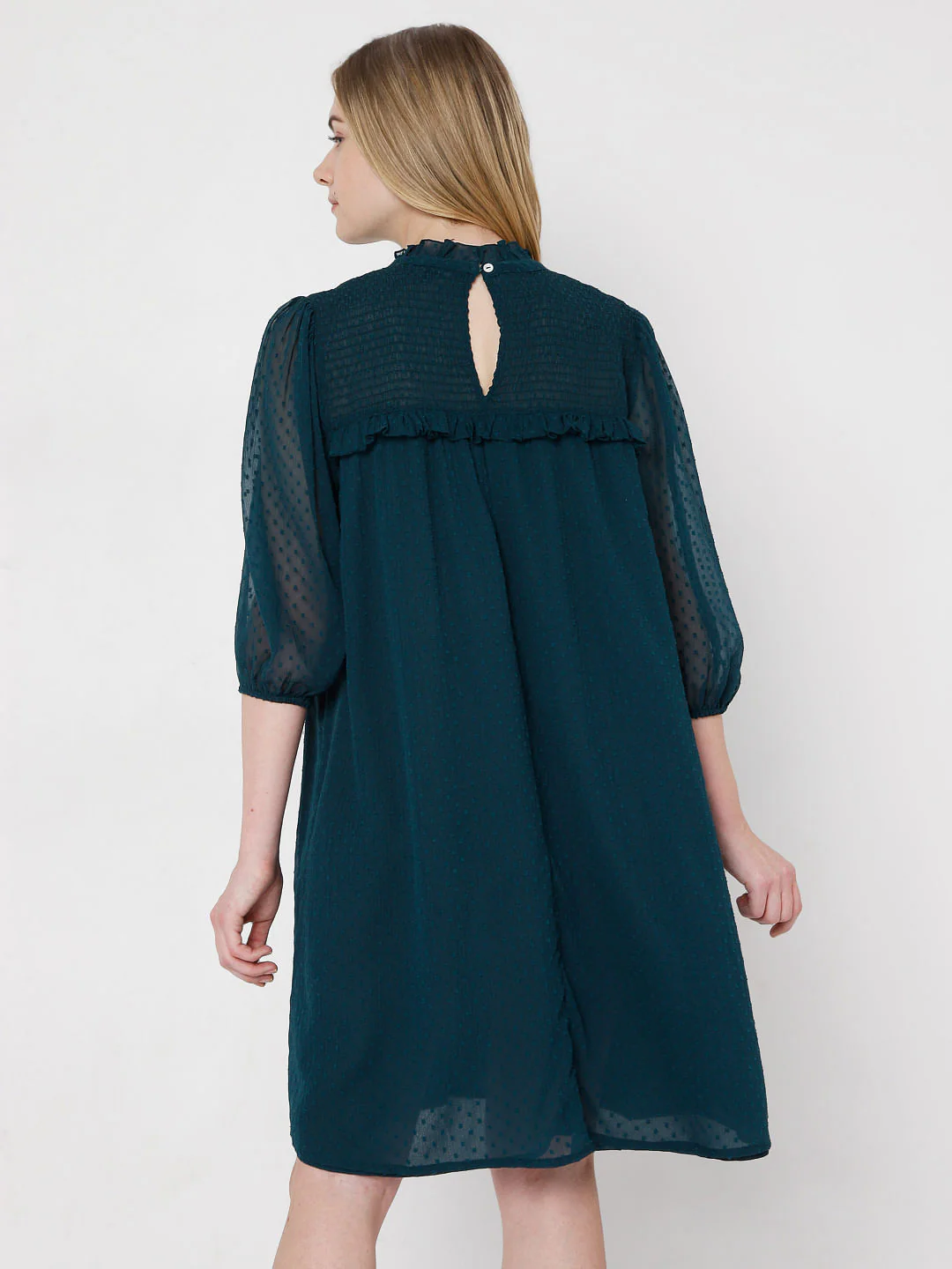 Green Dobby Shift Dress - Image 4