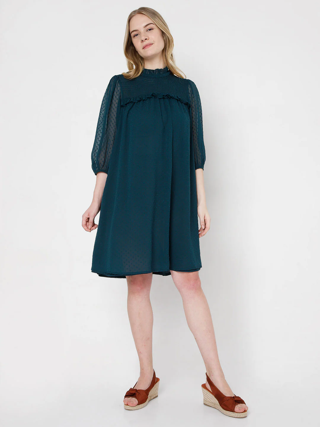 Green Dobby Shift Dress - Image 5