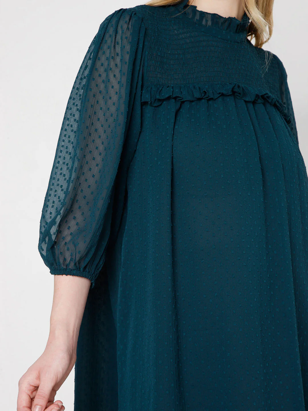 Green Dobby Shift Dress - Image 6