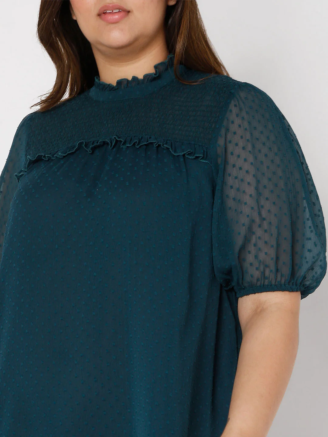 Curve Green Plain Coloured Dress - Image 6