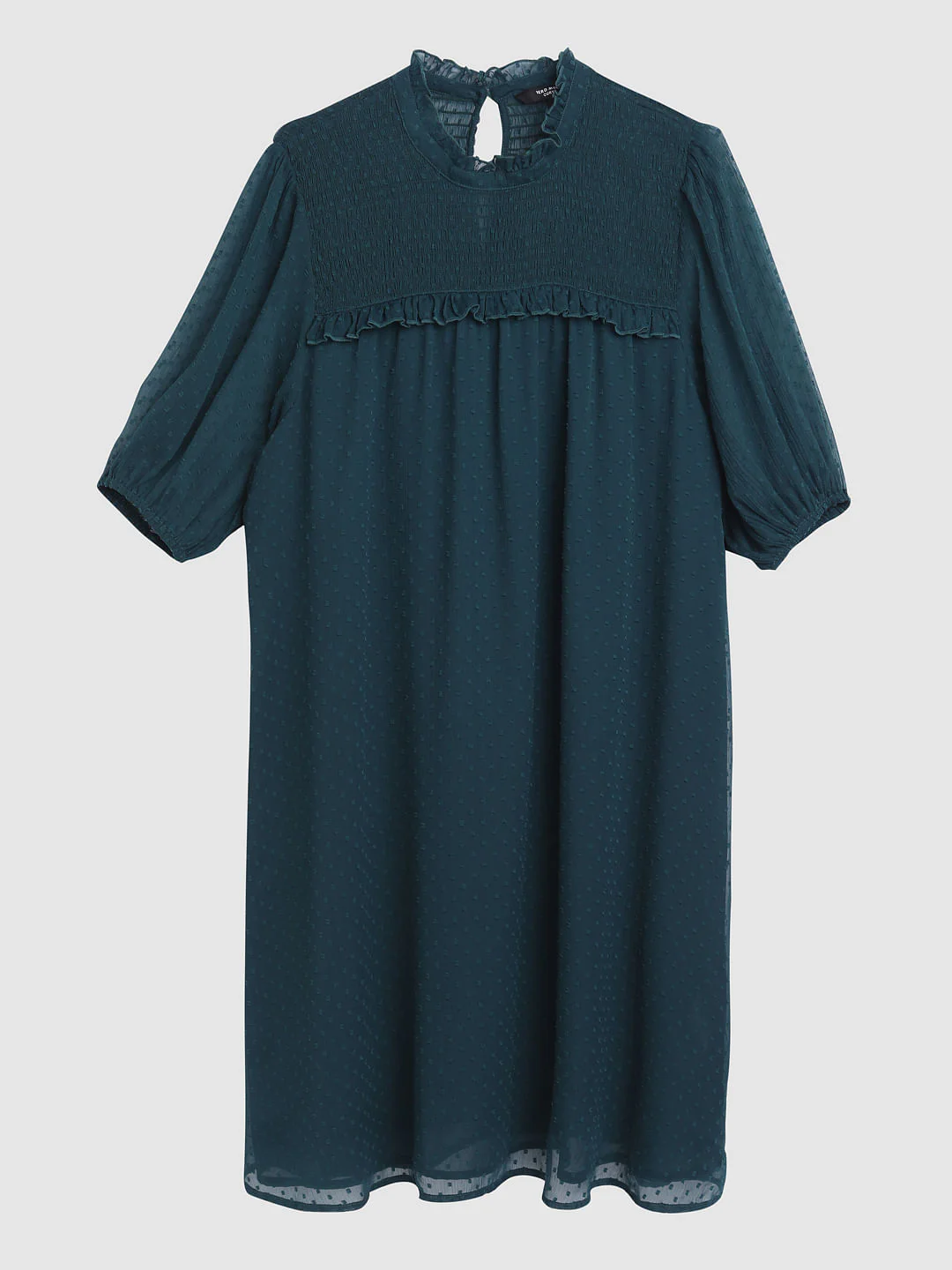 Curve Green Plain Coloured Dress - Image 7