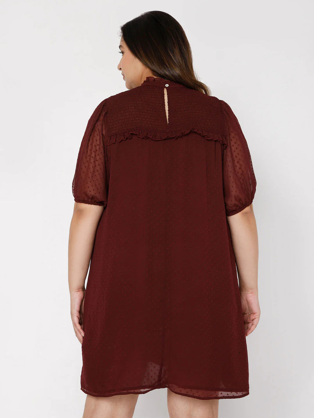 Curve Maroon Dobby Shift Dress - Image 4