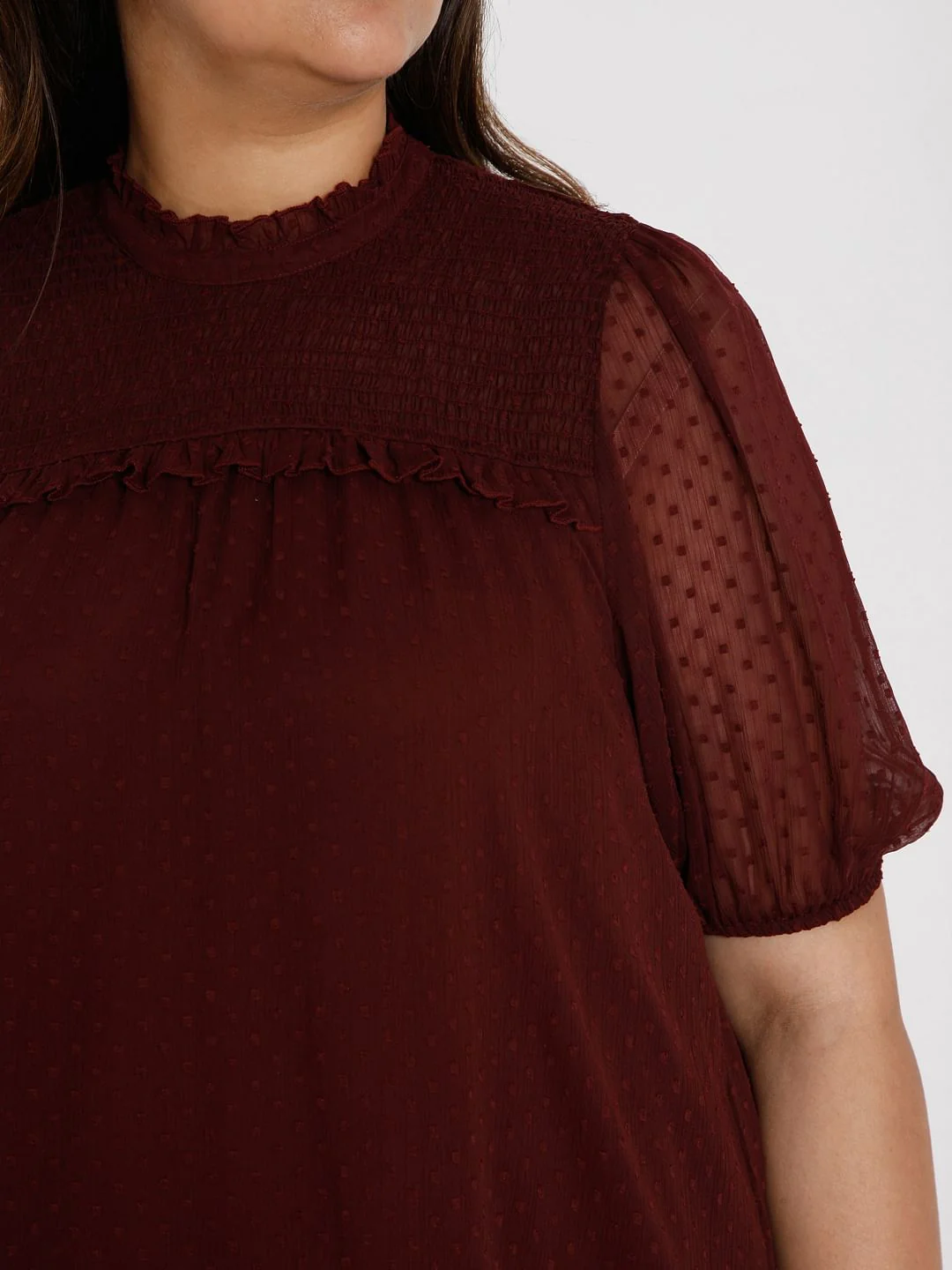 Curve Maroon Dobby Shift Dress - Image 6