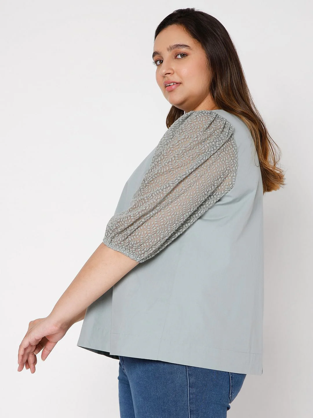 Curve Grey Lace Detail Top - Image 3