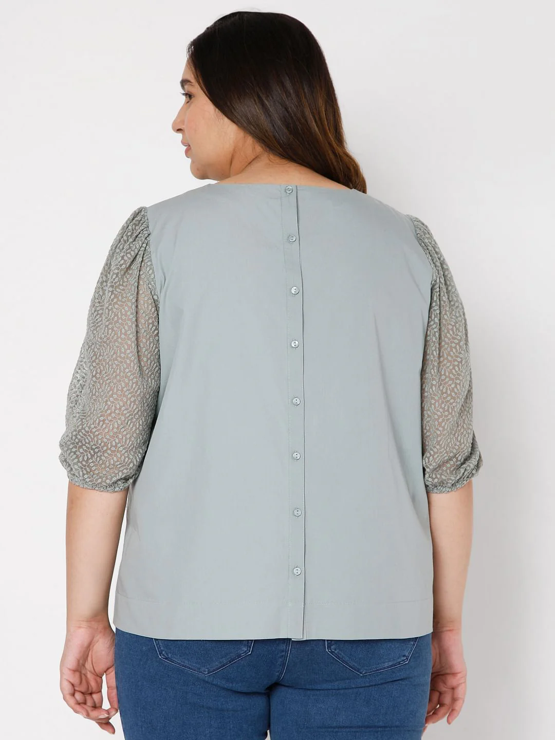 Curve Grey Lace Detail Top - Image 4