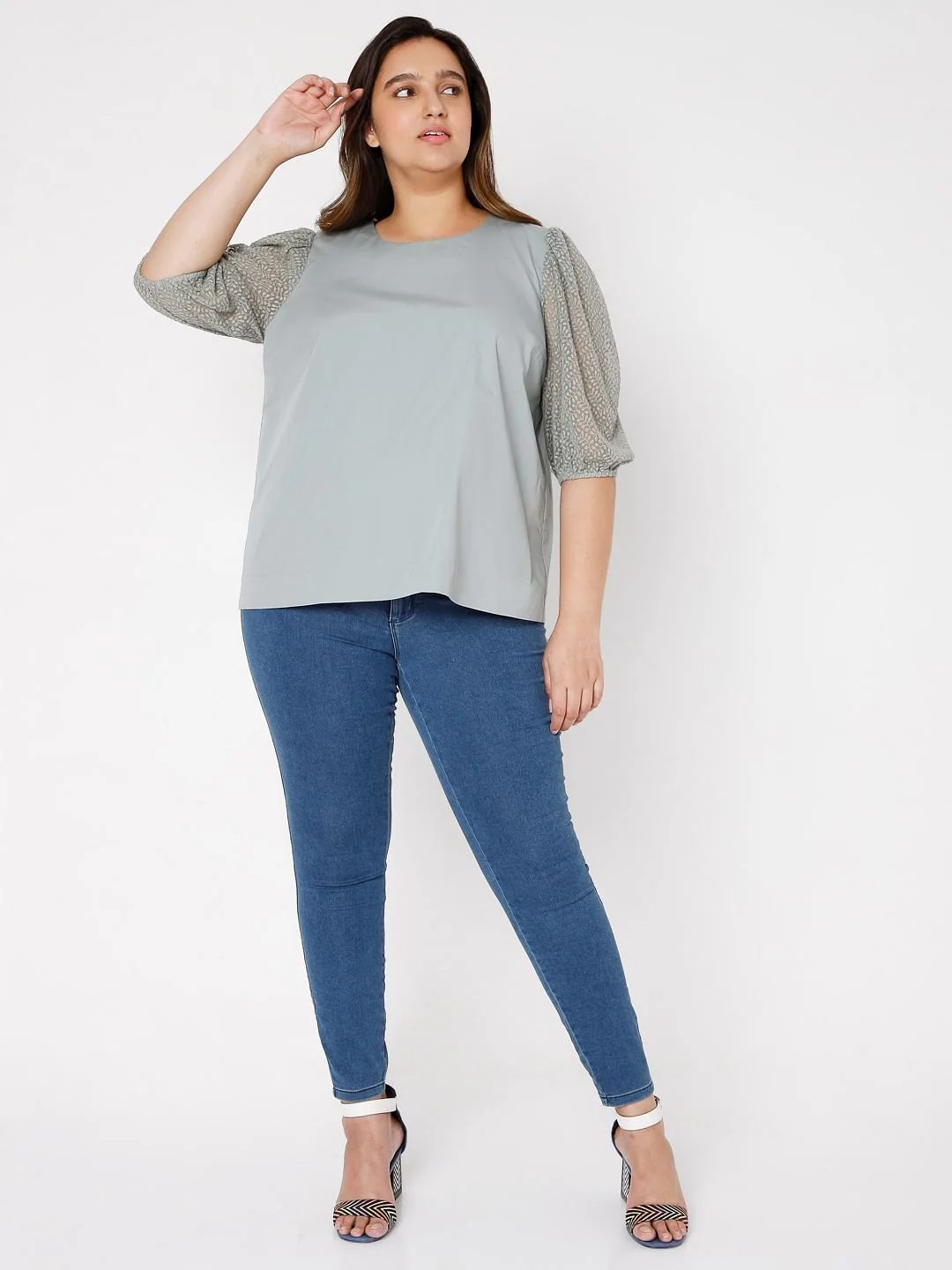 Curve Grey Lace Detail Top - Image 5