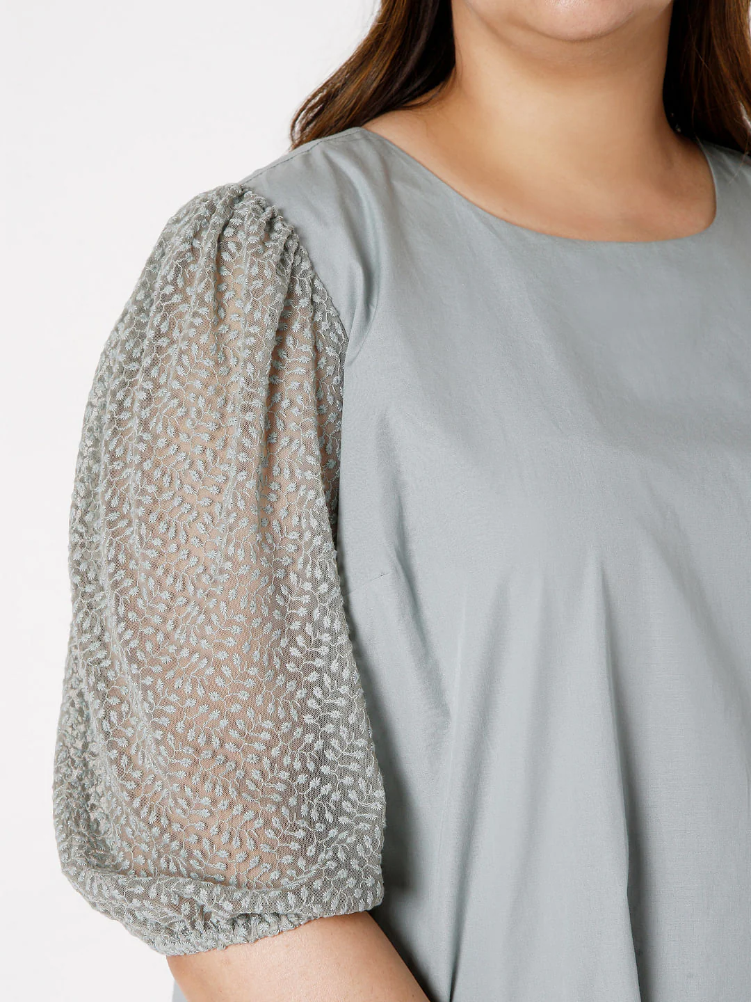 Curve Grey Lace Detail Top - Image 6