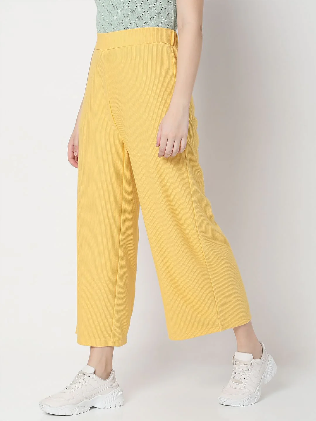 Yellow High Rise Flared Co-Ord Pants - Image 3