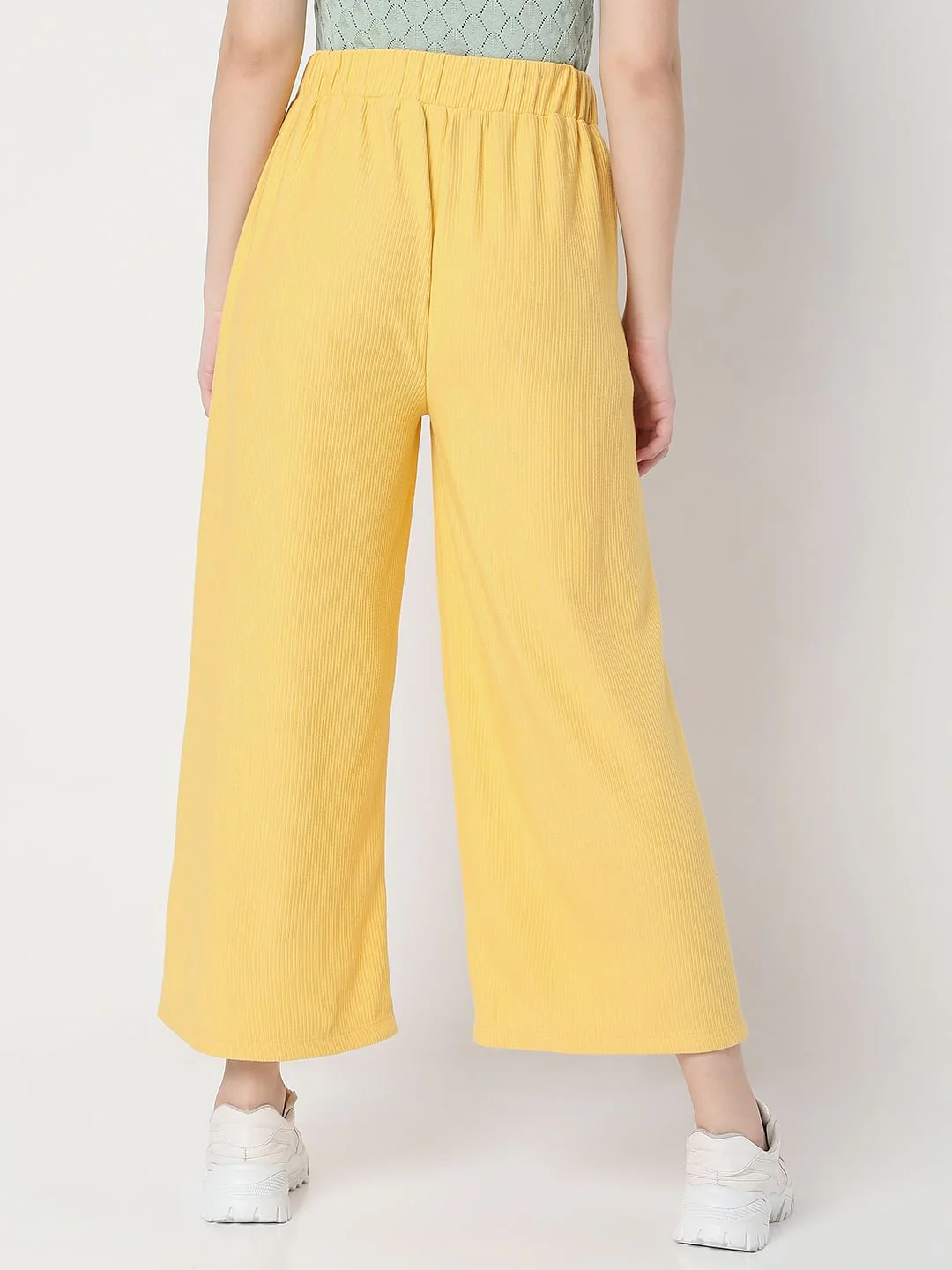 Yellow High Rise Flared Co-Ord Pants - Image 4