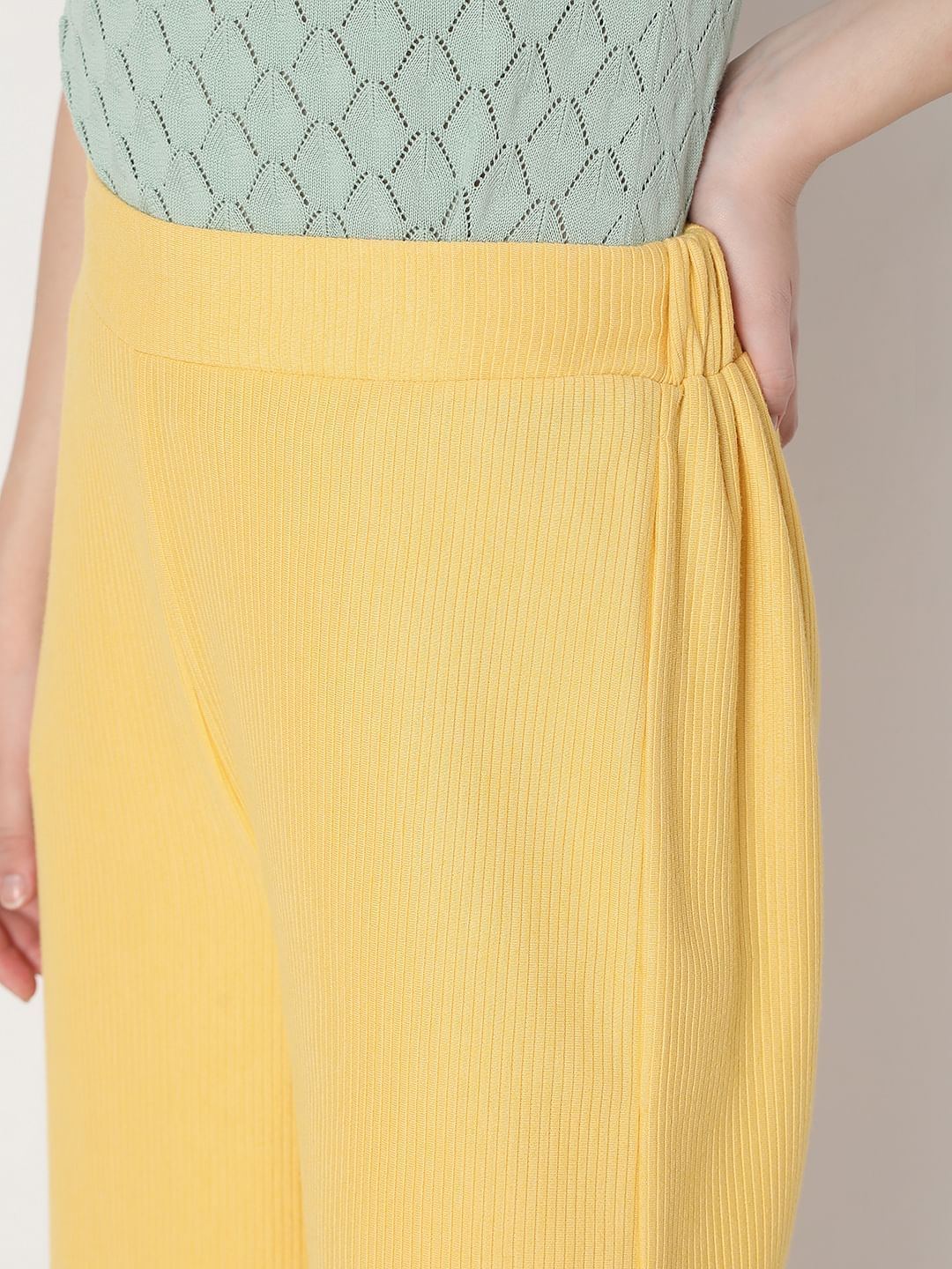 Yellow High Rise Flared Co-Ord Pants - Image 5
