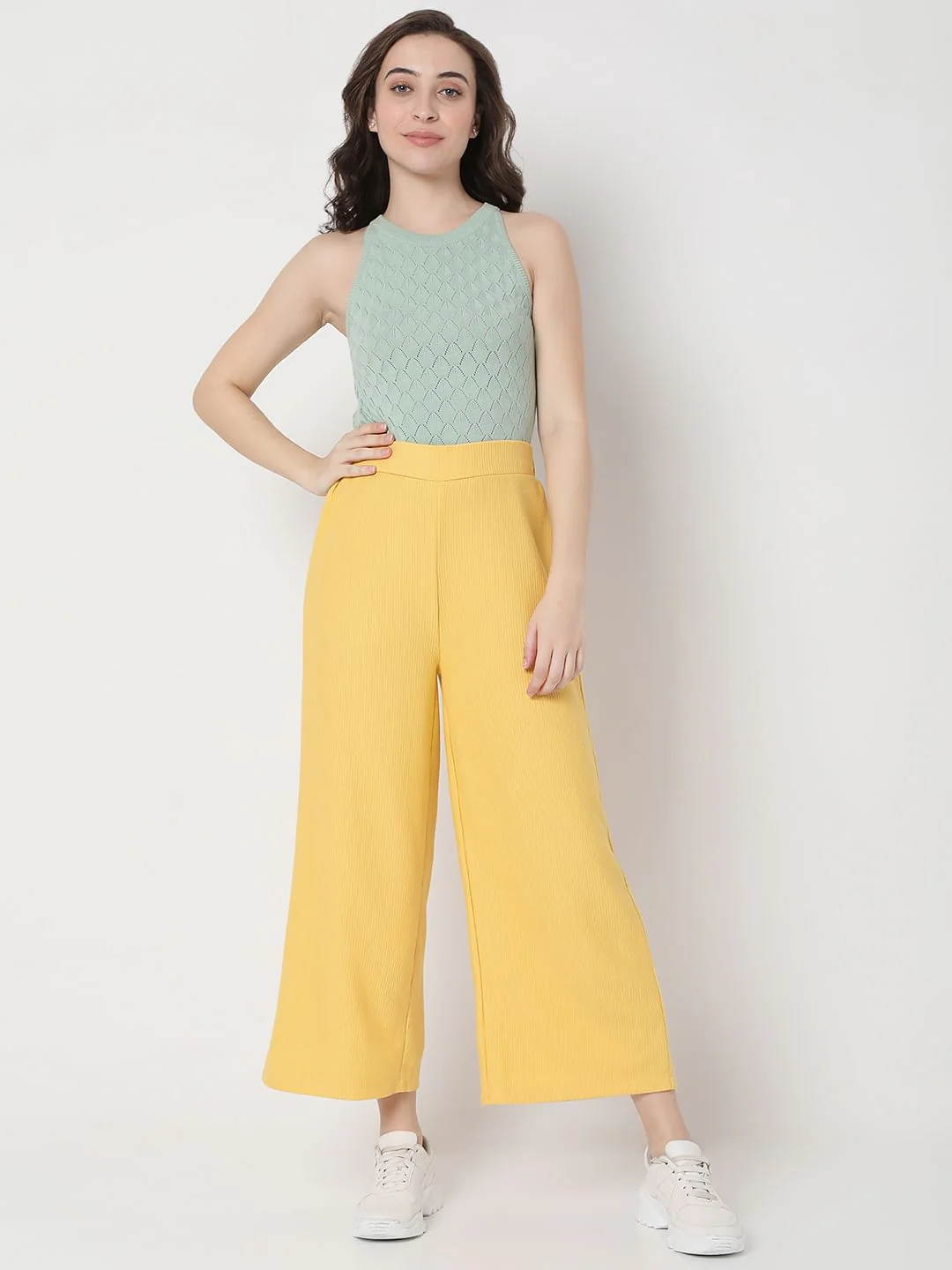 Yellow High Rise Flared Co-Ord Pants - Image 6