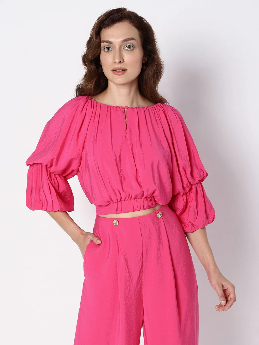 Marquee Pink Voluminous Sleeves Co-Ord Set Top - Image 2