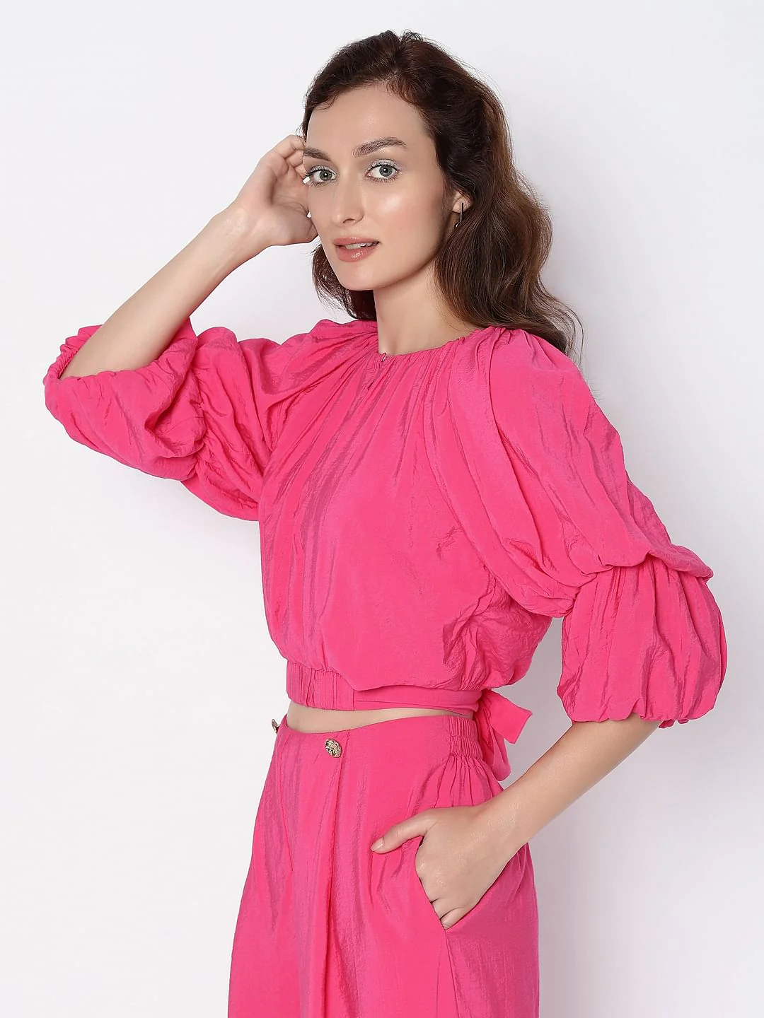 Marquee Pink Voluminous Sleeves Co-Ord Set Top - Image 3