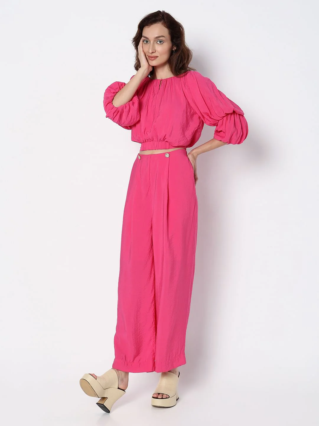 Marquee Pink Voluminous Sleeves Co-Ord Set Top - Image 5