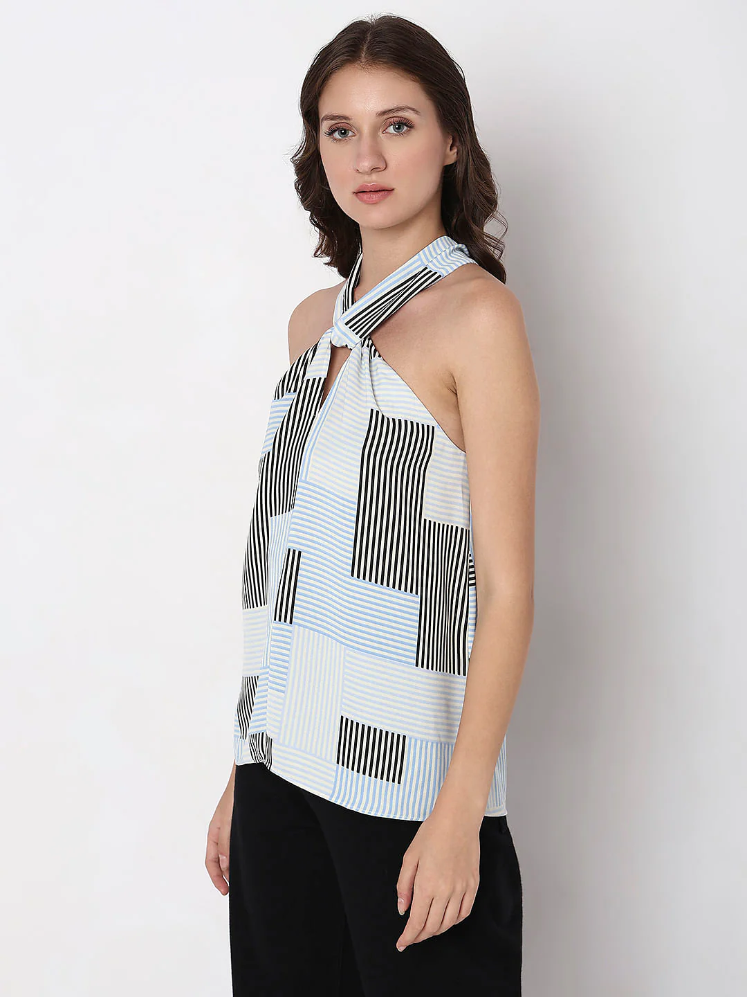 White Striped Halter Neck Top - Image 3