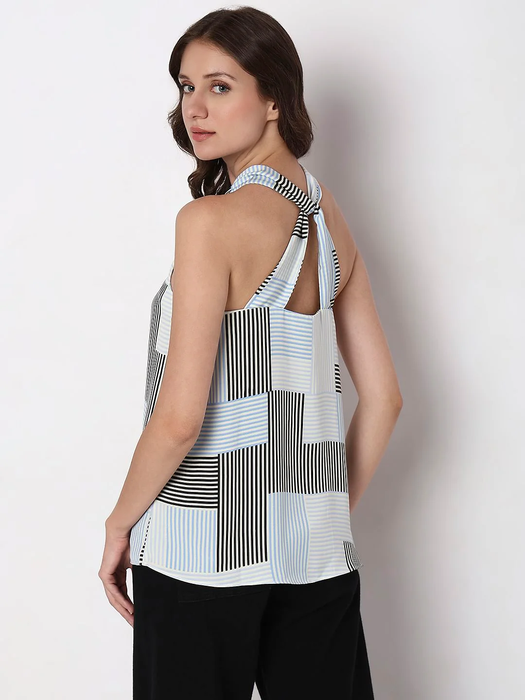 White Striped Halter Neck Top - Image 4