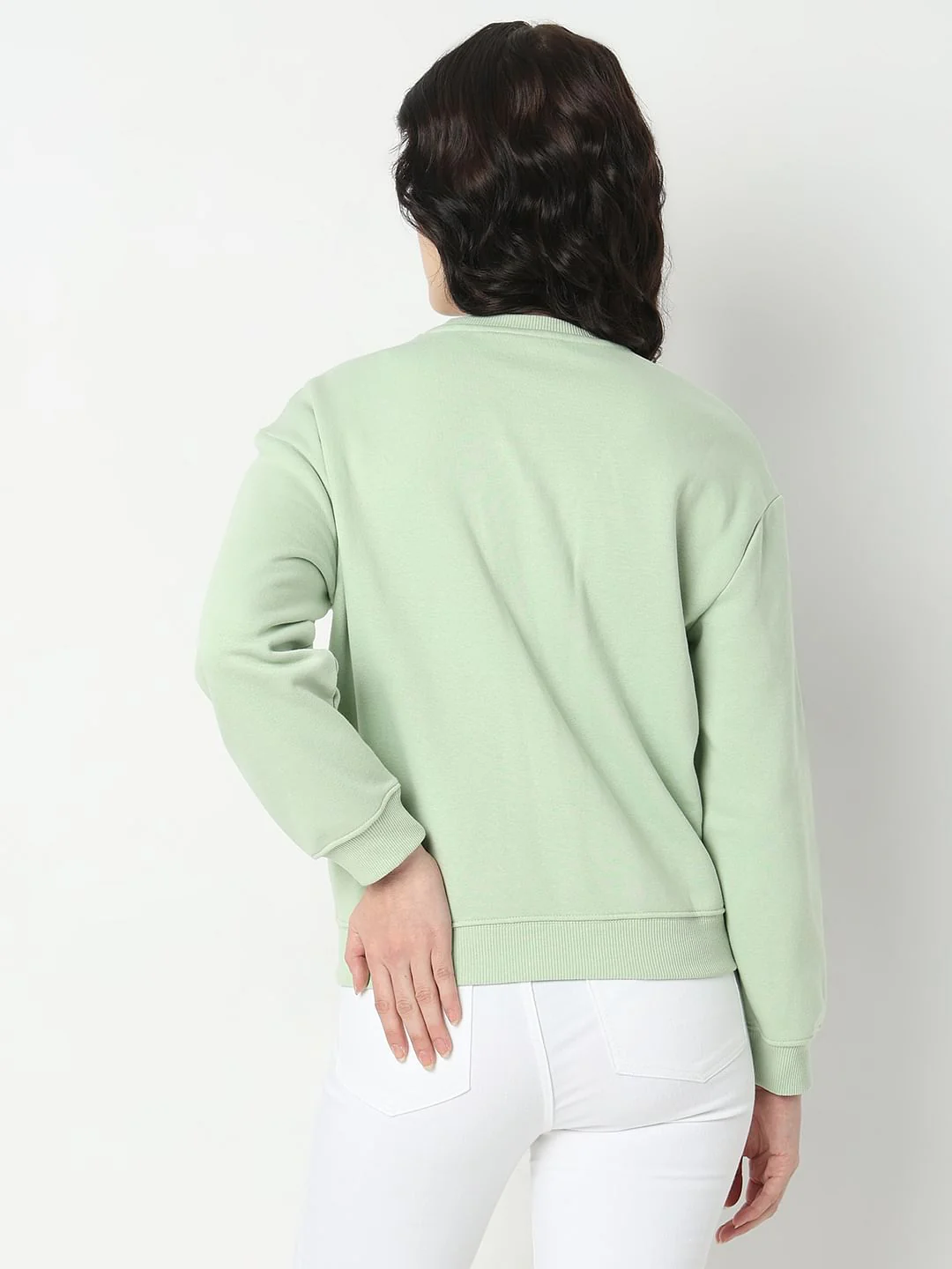 Light Green Embossed Text Sweatshirt - Image 4