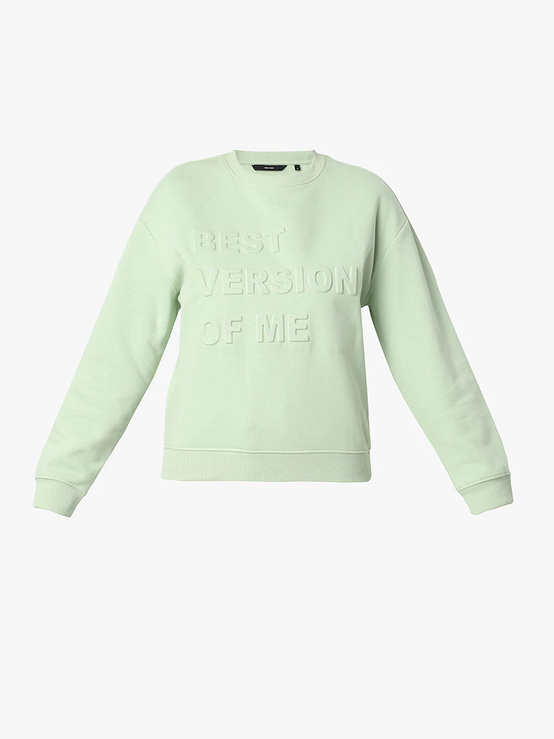 Light Green Embossed Text Sweatshirt - Image 7