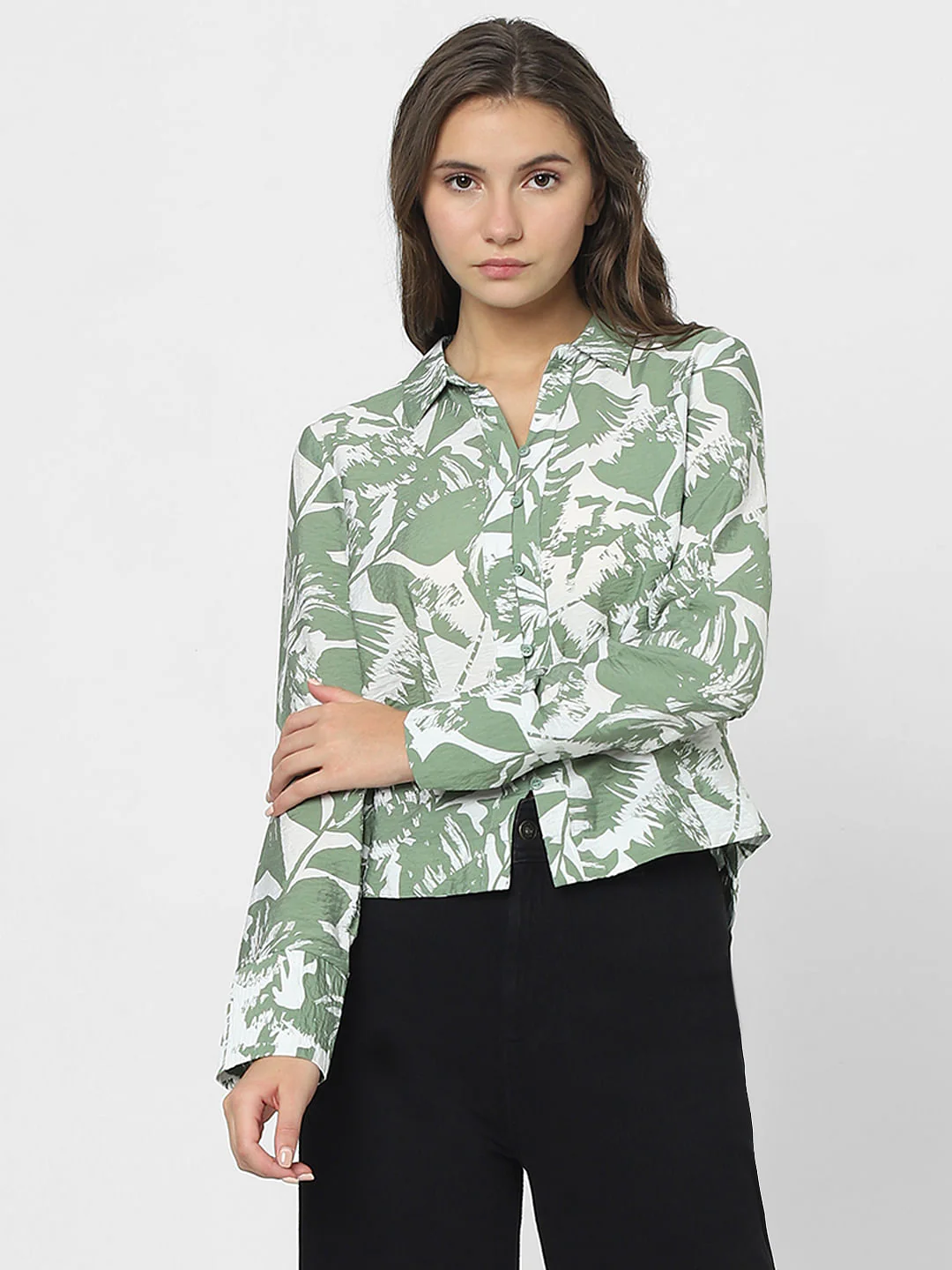 Green Leaf Print Shirt - Image 2