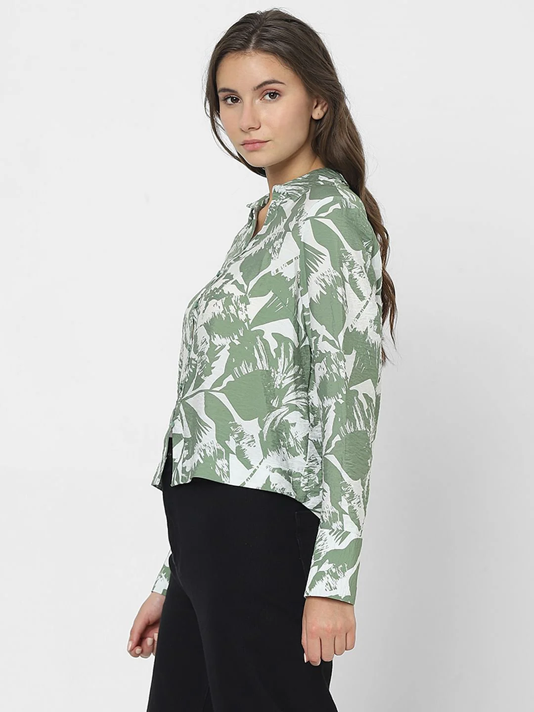 Green Leaf Print Shirt - Image 3