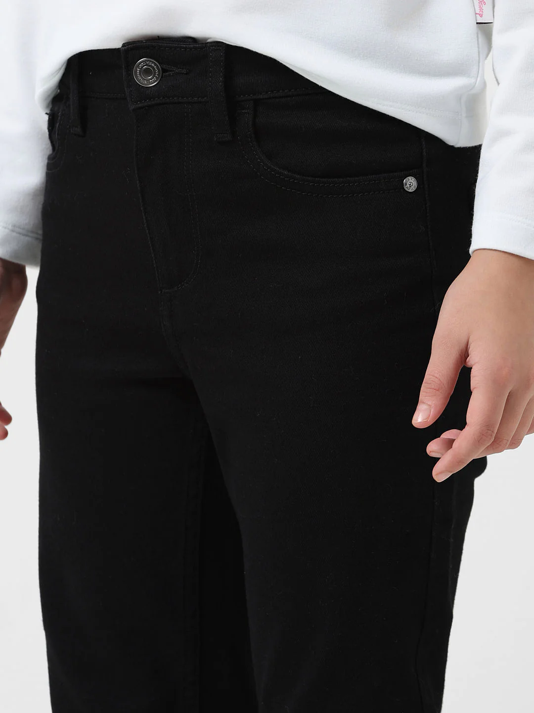 Girl Black Mid Rise Skinny Jeans - Image 4