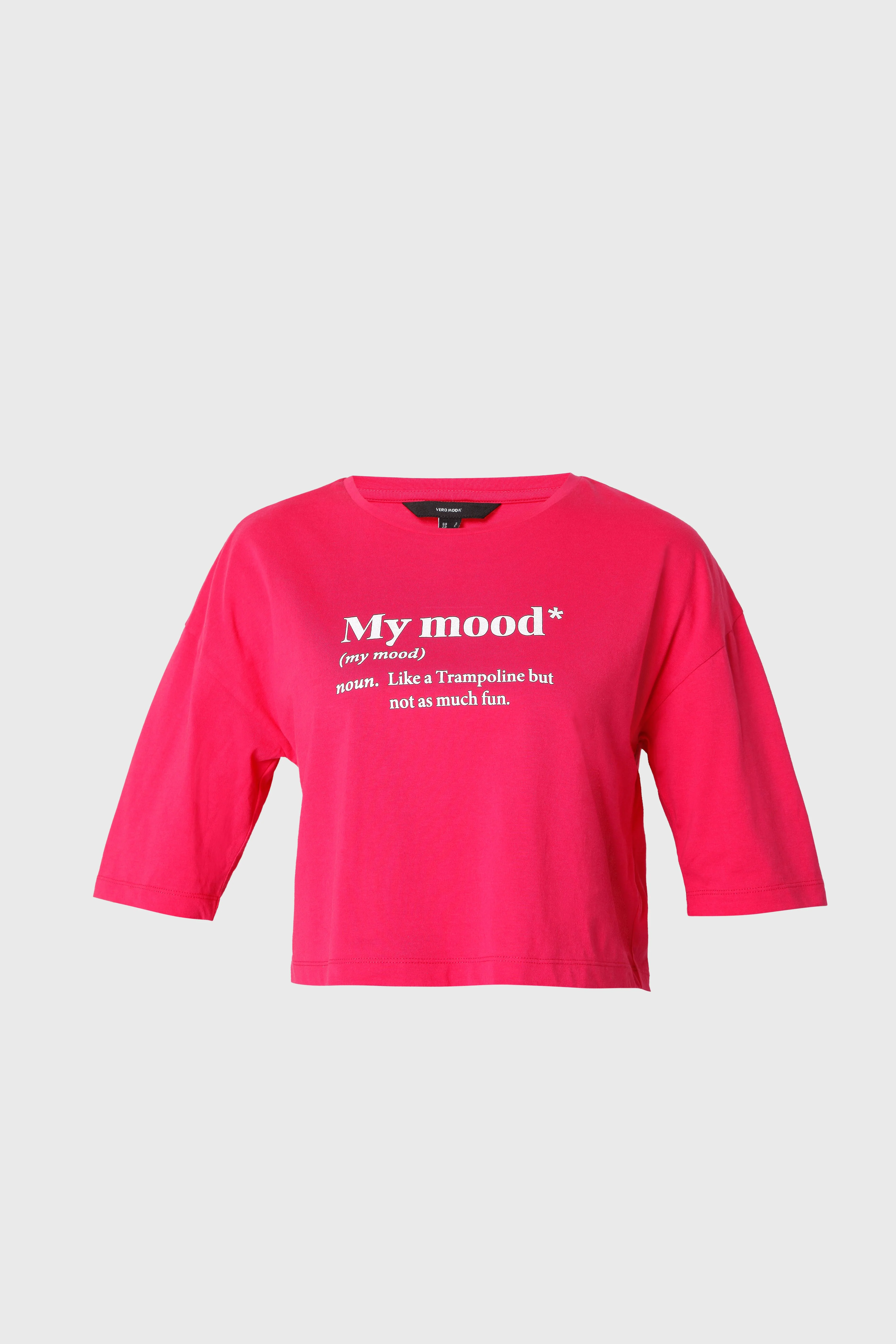 Fuchsia Slogan Print Cropped T-Shirt - Image 7