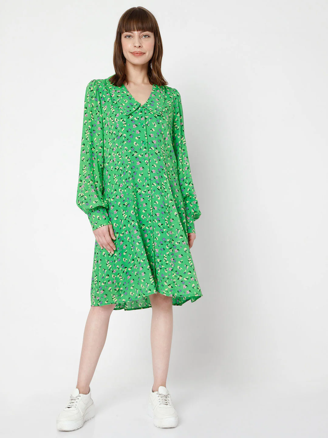 Green Floral Shift Dress - Image 5