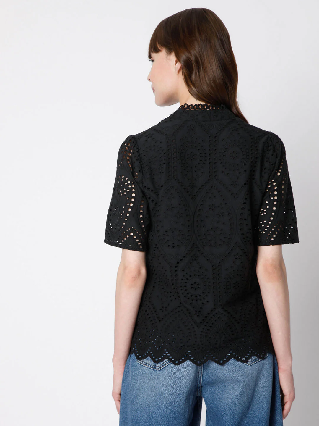 Black Schiffli Embroidered Top - Image 4