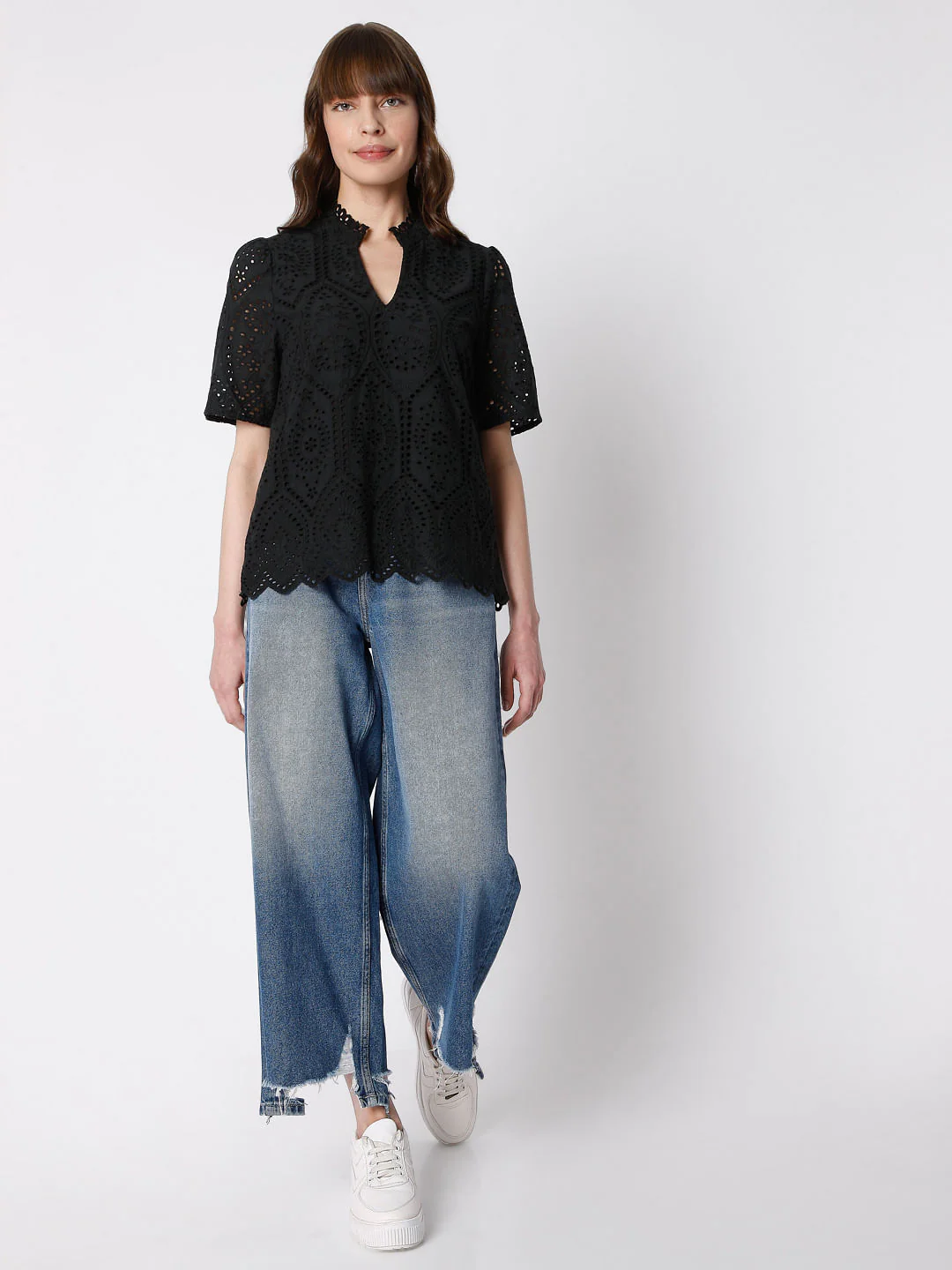 Black Schiffli Embroidered Top - Image 5