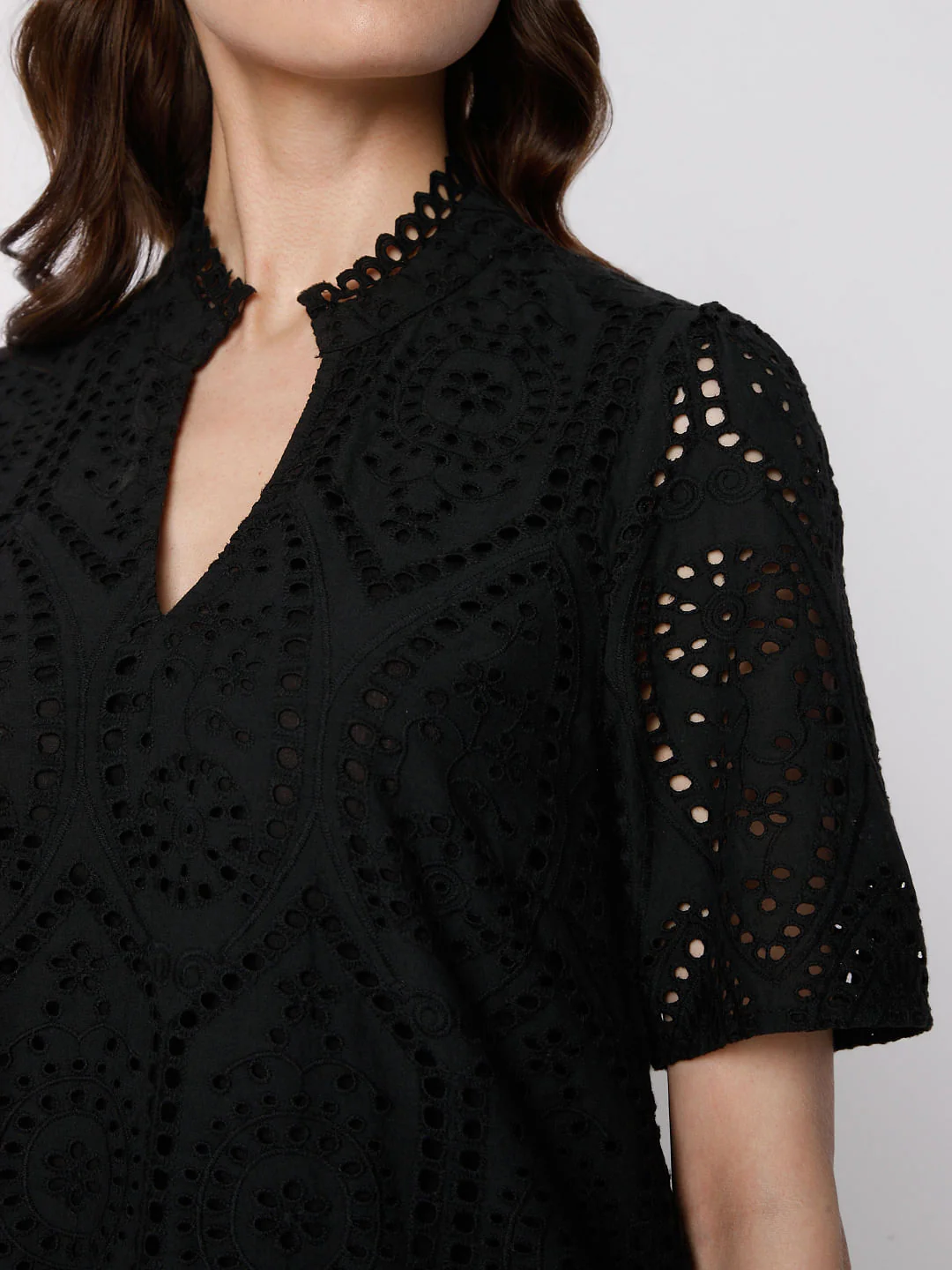 Black Schiffli Embroidered Top - Image 6