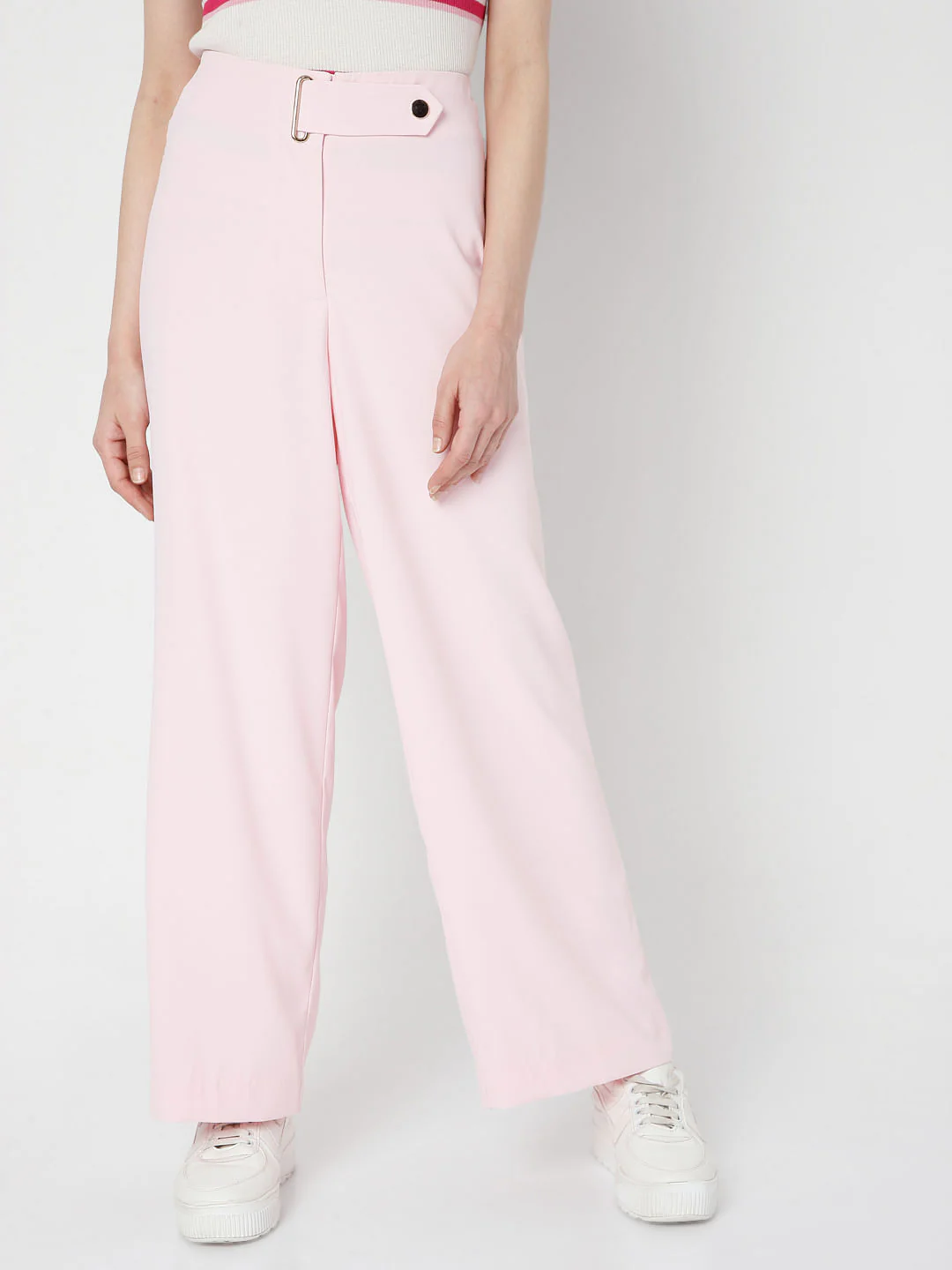 Pink High Rise Belted Co-Ord Set Pants - Image 2
