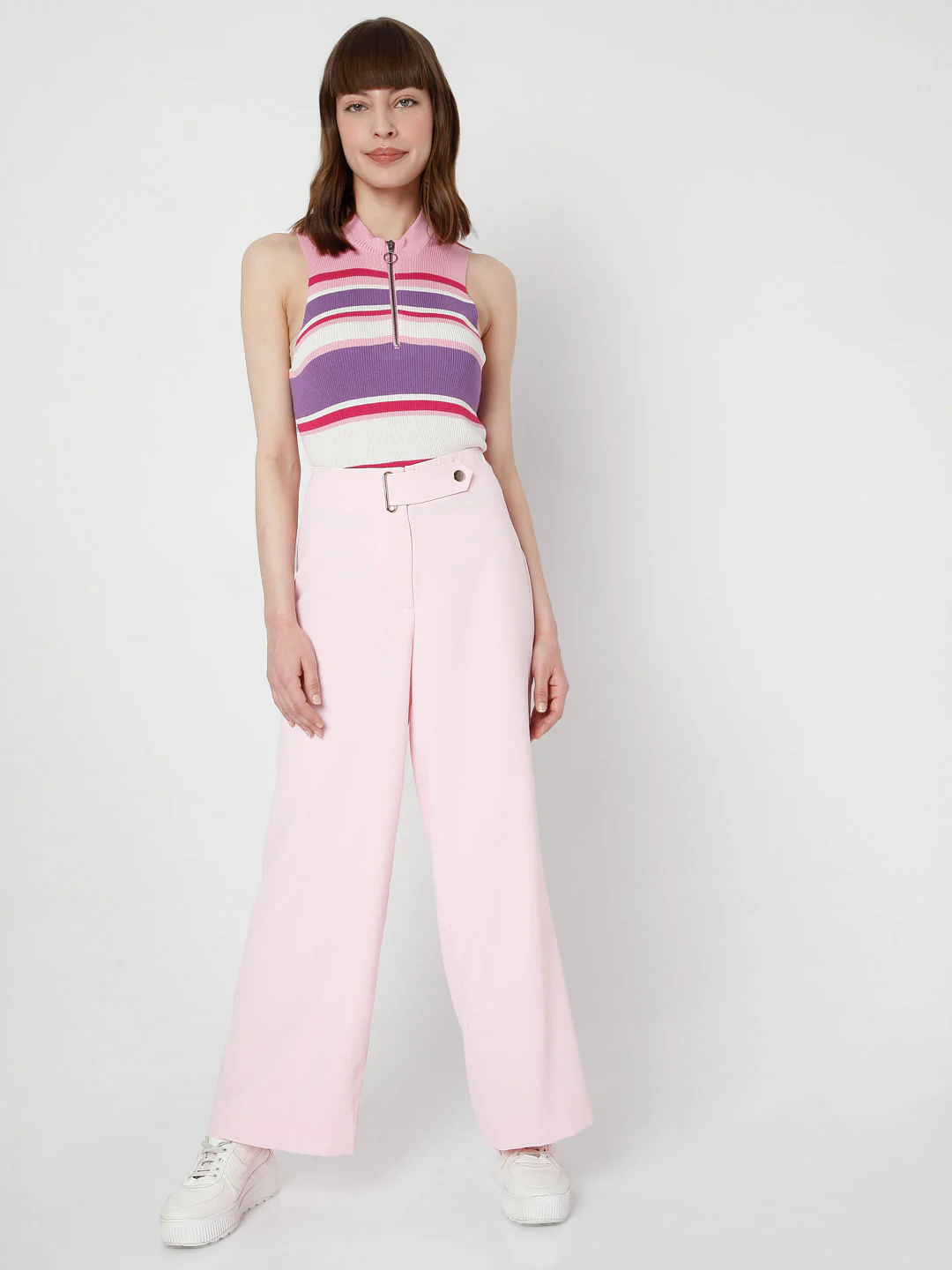 Pink High Rise Belted Co-Ord Set Pants - Image 6