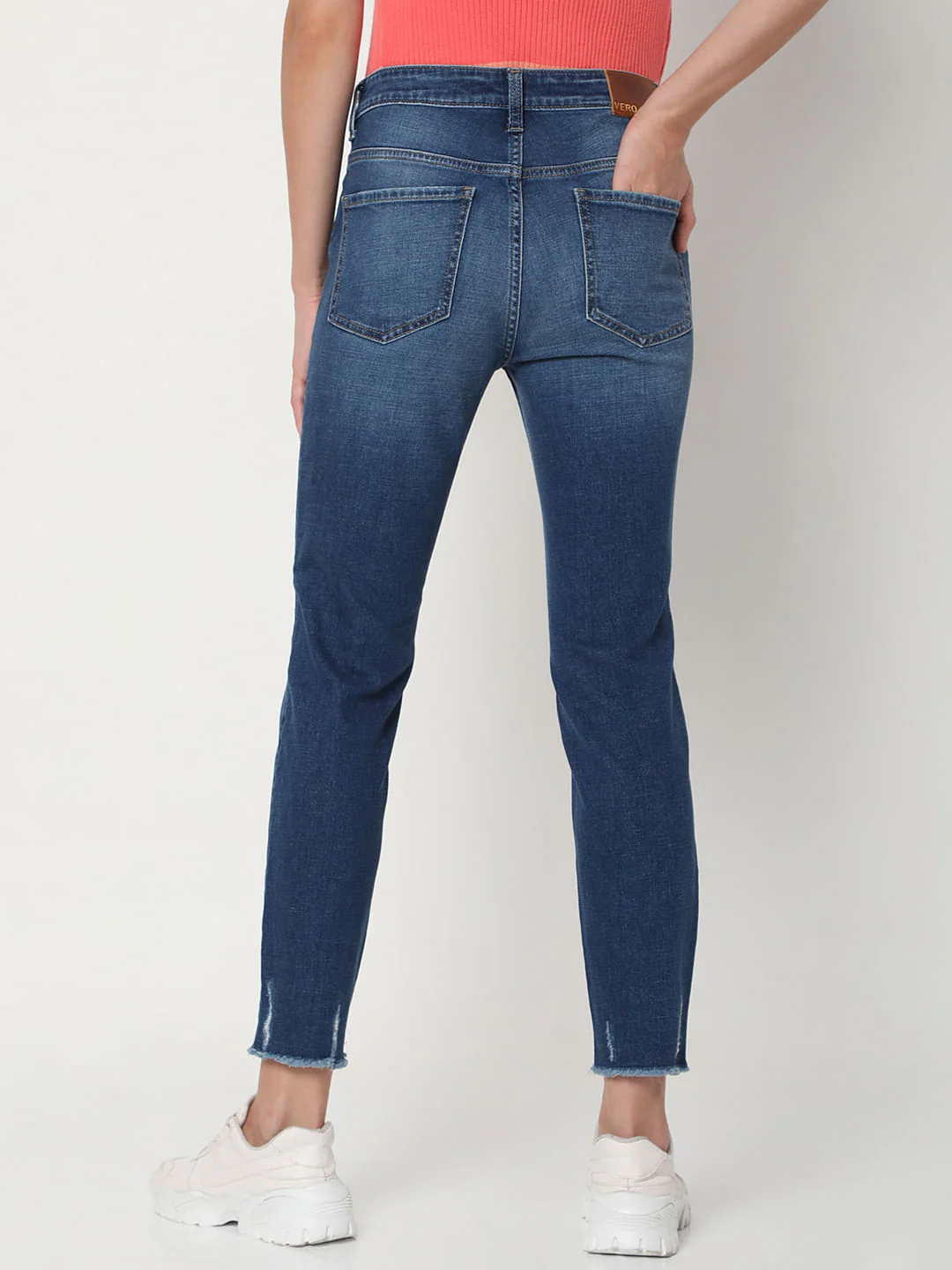 Blue Mid Rise Distressed Wendy Skinny Jeans - Image 4