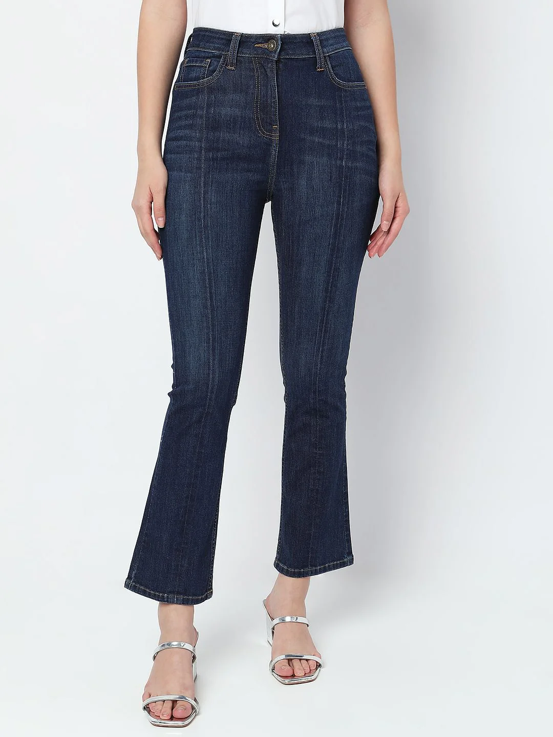 Dark Blue High Rise Bootcut Jeans - Image 2