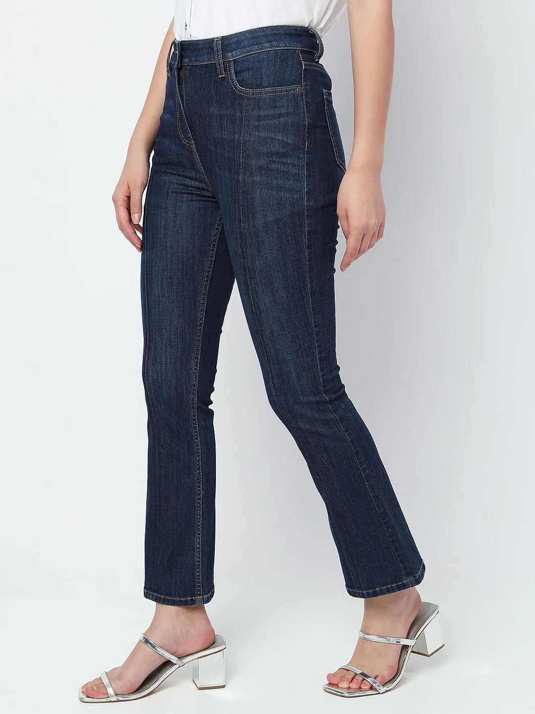 Dark Blue High Rise Bootcut Jeans - Image 3